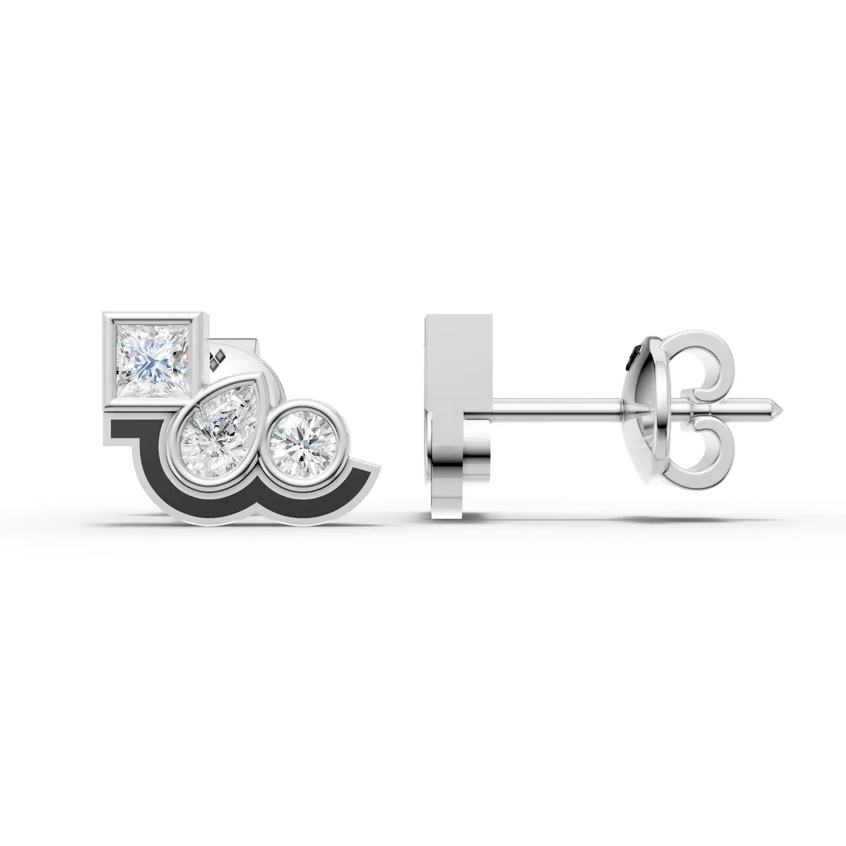 Multi-Stone Diamond Stud Earrings